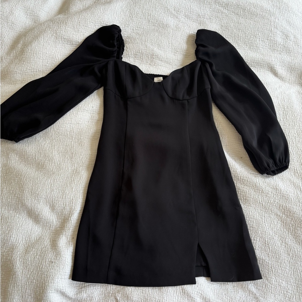 Elegant Black Puff Sleeve Dress